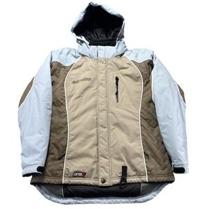 Ski-Doo RPM Max Jacket Womens Small Blue Brown Hooded Insulated Ski Snowmobile
